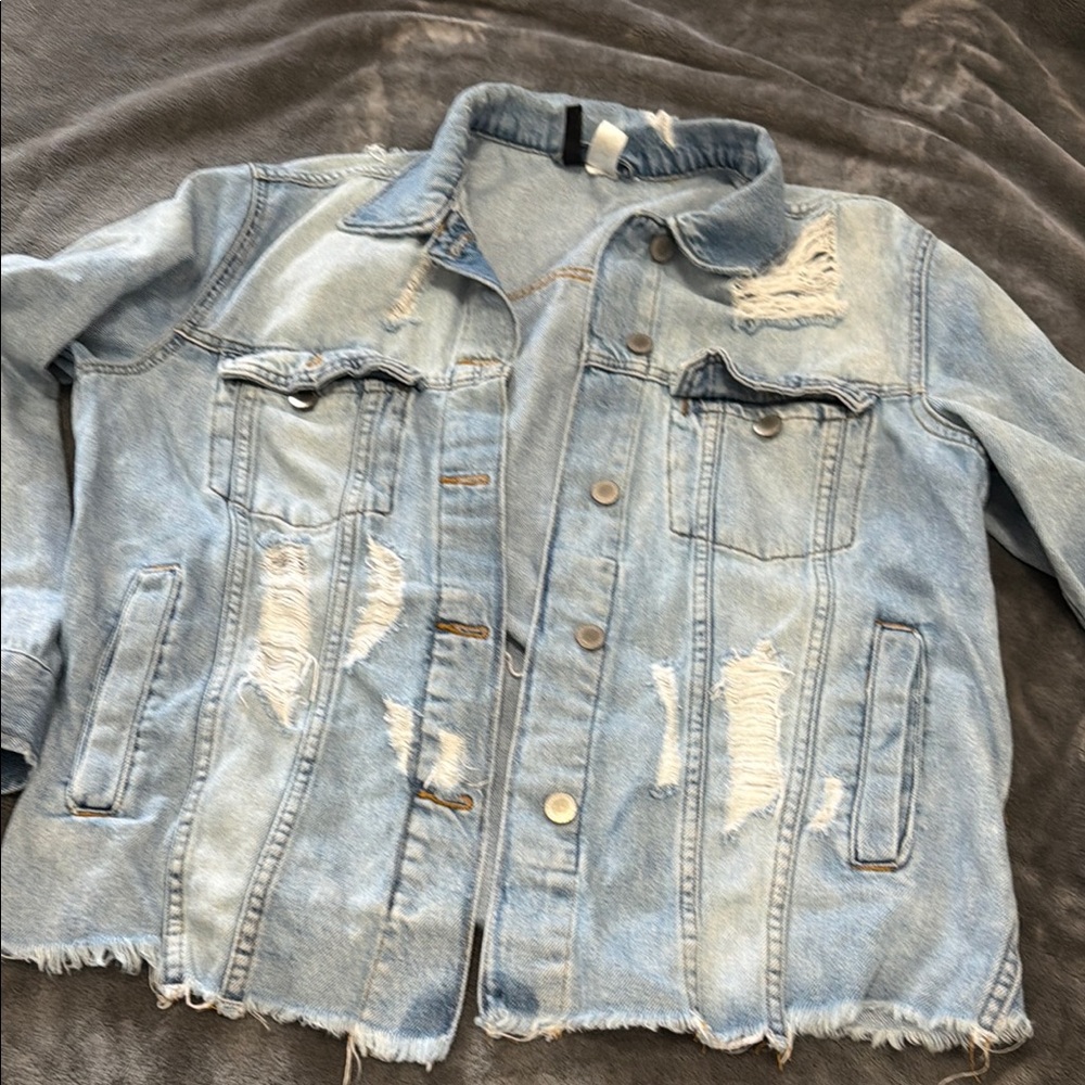 Divided Ripped Light Blue Jean Jacket